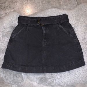 Women’s 28 FREE PEOPLE We The Free Jade Black Cotton Denim D-Ring Belted Skirt